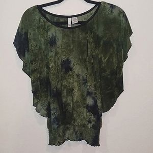 Deep green velvet blouse